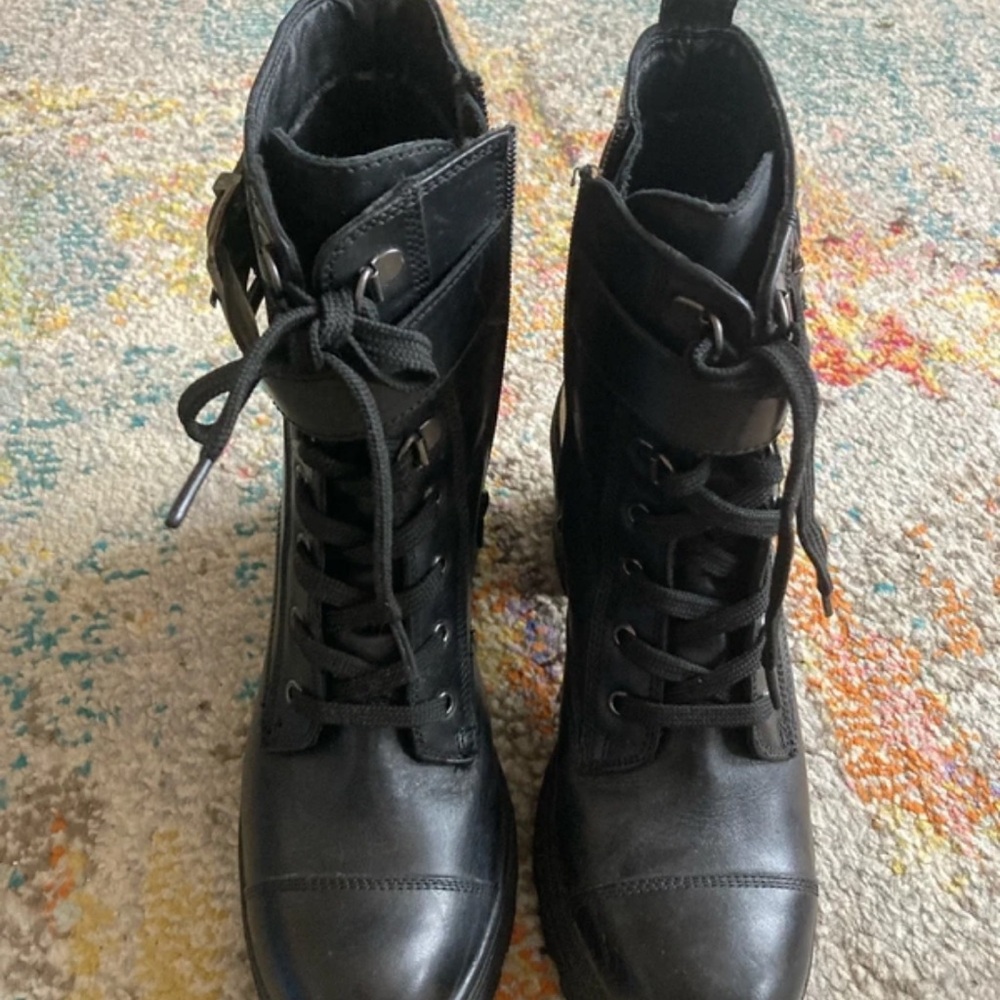 Kurt Geiger Black Lace-Up Combat Boots